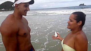 paty bumbum's big ass and tattooed pussy suck monster cock on beach
