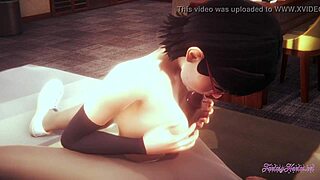 3D animated porn with Japanese big tits and oral sex