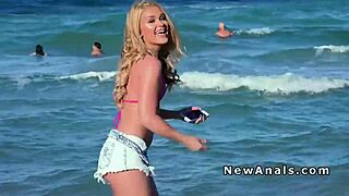 blonde girlfriend in bikini gets anal fuck