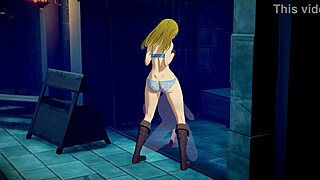 Blonde Zelda makes him cum so hard!