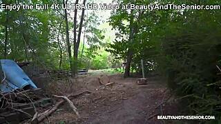 Retired Senior Delivers All the Wood Adela Youn Craves in Nature. Her Tight Pussy Takes It!