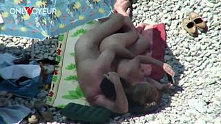 Mature couple’s outdoor sex on the beach in a small boat