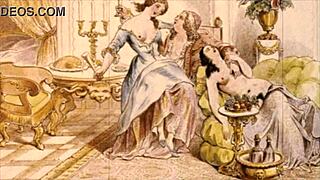 Intriguing vintage erotic cartoon illustration from retro anime hentai era