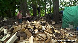 Retired Senior Delivers All the Wood Adela Youn Craves in Nature. Her Tight Pussy Takes It!