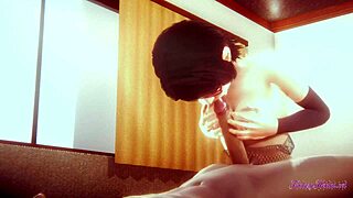 3D animated porn with Japanese big tits and oral sex
