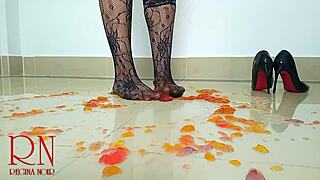 sweet jeles destroying with high heels shoes on the floor c1