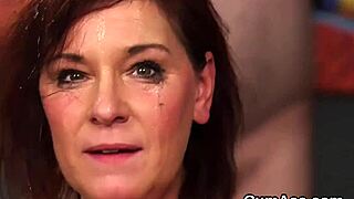 Centerfold receives facial and eats it.