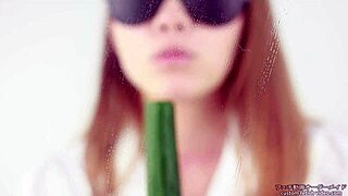 japanese women enjoy cucumber with loud eating sounds