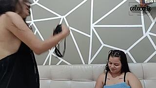 I'm debuting my stepsister's lingerie with a passionate kiss and taboo lesbian fuck, leading to intense orgasms in our homemade Colombian session.