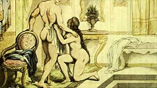 Intriguing vintage erotic cartoon illustration from retro anime hentai era