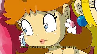 peach and daisy engage in sexy lesbian activities in spanish