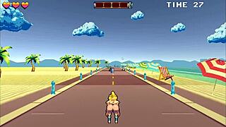 Outdoor BDSM with a beautiful roller babe and muscular men in a hentai game