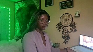 Naejae rubs her wet pussy watching lesbian porn