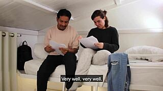 Roommates rip clothes and fuck in dorm bed