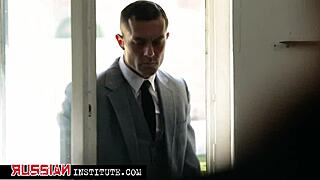 Beautiful Russian institute director in hot anal scene