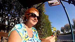 BBW Strips Naked with Hairy Pussy in Public Spot