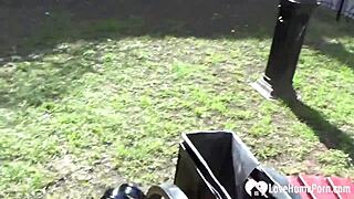 Is this cute cutie swallowing cum at the playground?