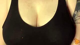 check this, slapping my huge tits hard on the table