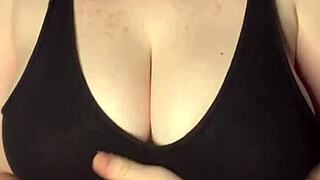 check this, slapping my huge tits hard on the table