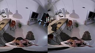Josephine the scandal girl performs blowjob and handjob in dark room vr