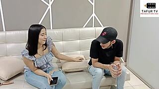 My horny stepsister intensely deepthroats my cock in homemade setting.