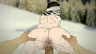 Feeling The Cold On The Mountains, Telehab Kakushi Warms Up By Fucking Hentai - Demon Slayer 2D Anime Cartoon.