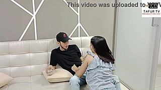 My horny stepsister intensely deepthroats my cock in homemade setting.