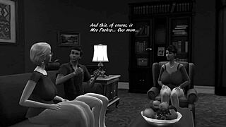 sims 4 pleasantville parody in 3d cartoon style