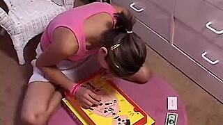 Trixie, a petite teen, fondles her hot pussy solo