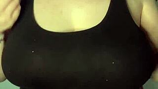 check this, slapping my huge tits hard on the table