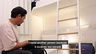 Roommates rip clothes and fuck in dorm bed