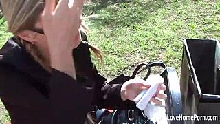 Is this cute cutie swallowing cum at the playground?