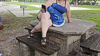 Big ass milf at the park doggystyle creampie