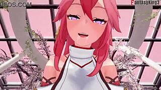 YAE MIKO EXPLORES FANTASY IN GENSHIN IMPACT WITH PINK HAIRED GIRL