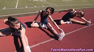 Athletic Lesbian Teen 18+s Fingering and Licking at Wild Reality Party