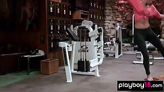 Classy babe Britt Linn with short hair strips for a naked swim outdoors. Her natural curves shine in the sunlight.