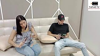 My horny stepsister intensely deepthroats my cock in homemade setting.