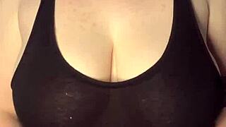 check this, slapping my huge tits hard on the table