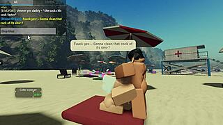 roblox condo 2 sucking a huge cock on the beach