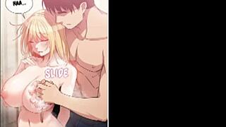 teen stepdaughter rubs her pussy while watching anime.