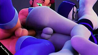 Teen titans pixel perry rides and bends over for big cock.