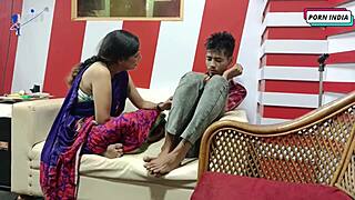 Beautiful Indian bhabhi in hardcore group sex with young boy