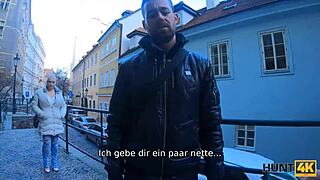 Hunter catches a busty blonde and bangs her right near her boyfriend’s spot.