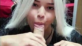 white wolf ofc gets deepthroat from white moon. she sucks from balls to tip with skill.