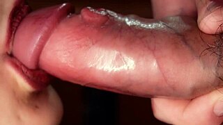 Incredible! Slow Motion Close Up of Red Lipstick Fetish in Cum Action!