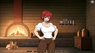 tomboy love in hot forge hentai game ep 2 risky blowjob under the table in public