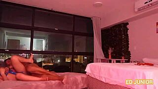 Watch well-endowed guy pound blonde in red sheer during carnival?