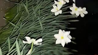 First I invited my neighbor to admire the flowers, then I fucked her mouth