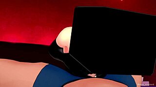 Girlfriend in red stockings and enderman mask for hentai 3d minecraft