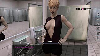 All Sex Scenes of Nora - Dreams of Desires Game - Alex Fucking All 3 Holes of Nora in Ladies Washroom!